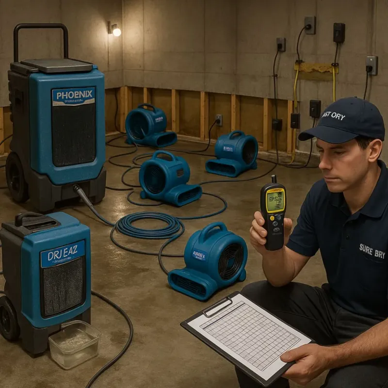 Structural Drying and Dehumidification process in Conneaut Lakeshore, PA